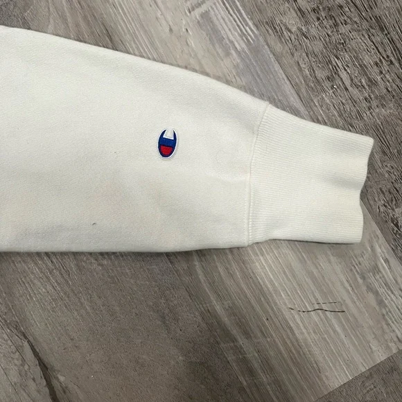 Champion White Hoodie Big Patch - Picture 3 of 4